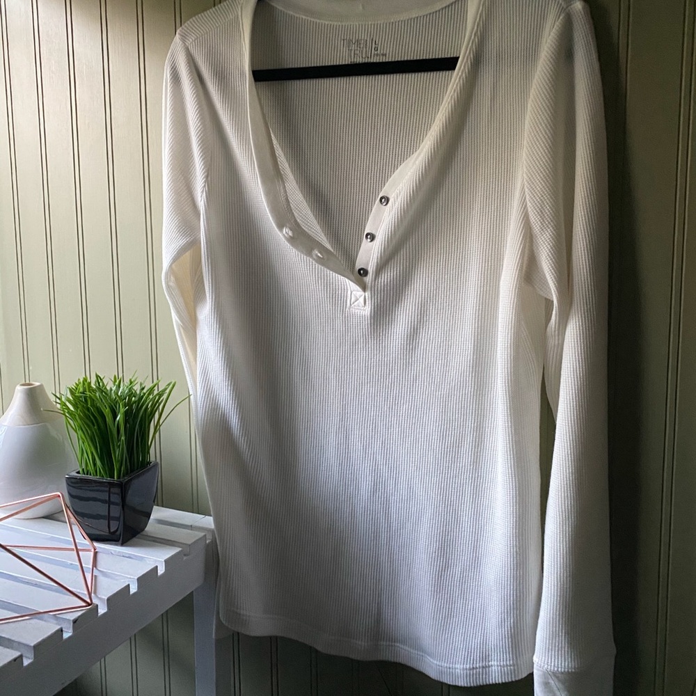 Time and true henley waffle knit long sleeve